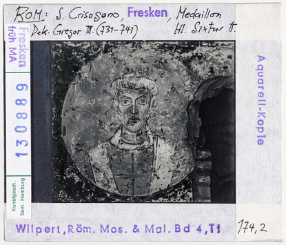 Vorschaubild Rom: San Crisogono, Medaillon mit Hl. Sixtus, Aquarell-Kopie 